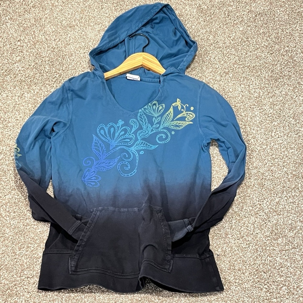 Crazy Shirts Women Medium Hoodie Ombré Dip-dye V-neck Pockets Hawaii Beach